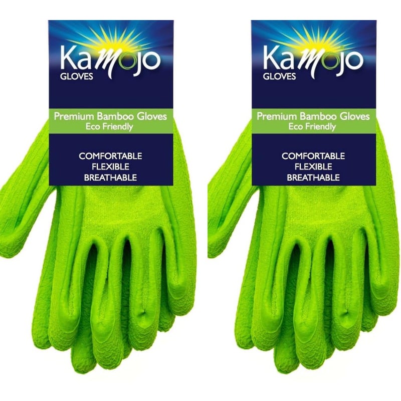 Kamojo Bamboo Gardening Gloves Women Men - Puncture Resistant Gloves 95% Rayon Derived from Bamboo & 5% Spandex - (2-Pairs, Medium) - Image 1